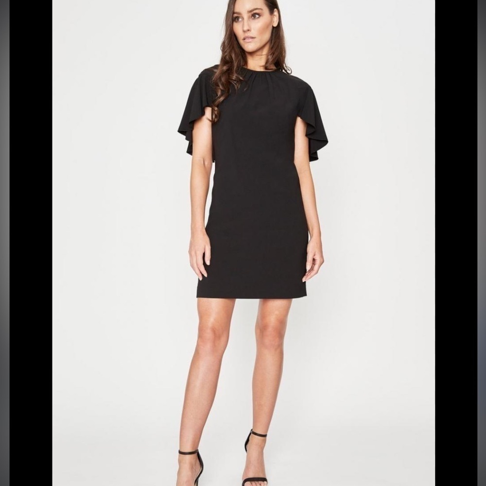 Elie Tahari Black Lolly Dress, size 8, NWT, flutter sleeves